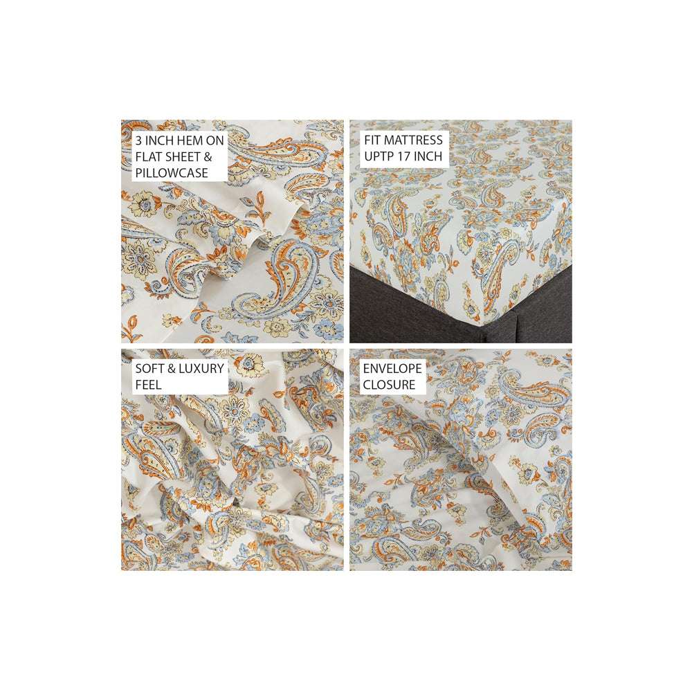 300 Thread Count Cotton Sateen Weave Printed Sheet Set