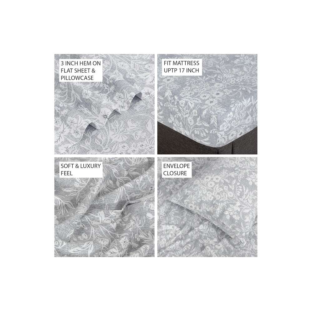 300 Thread Count Cotton Sateen Weave Printed Sheet Set