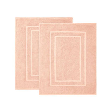 Luxury 2 Piece Non Slip Cotton Bathroom Washable Mats Set Pale Peach