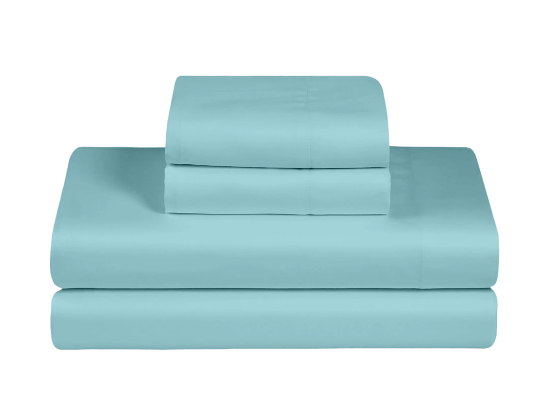 Feather Stitch New York blue floral pattern 300 thread count sheets set with soft blue flowers