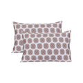 Two patterned pillows on a white background