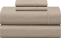 Feather Stitch New York 500 thread count sheets in champagne beige color folded neatly in a stack
