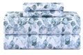 Feather Stitch New York 500 thread count sheets with green blue eucalyptus leaf pattern sheet set