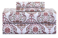 Feather Stitch New York 500 thread count sheets with floral bloom and medallion pattern in pink and green