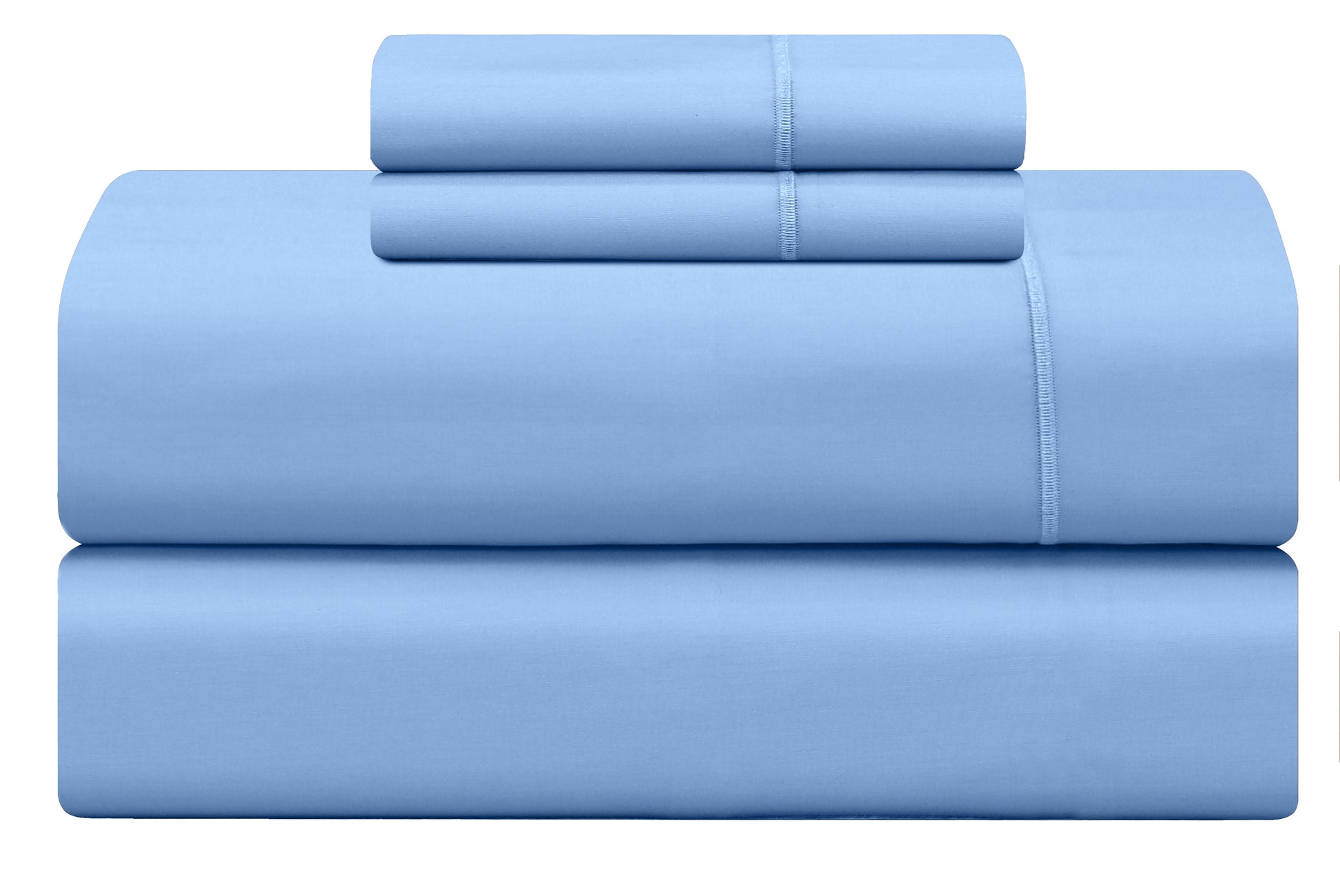 Feather Stitch New York powder sky blue 500 thread count sheets sheet set neatly folded