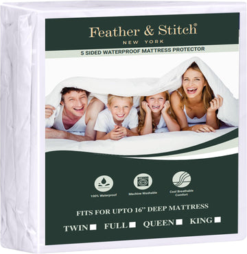 Premium Waterproof  Five - Sided Mattress Cover