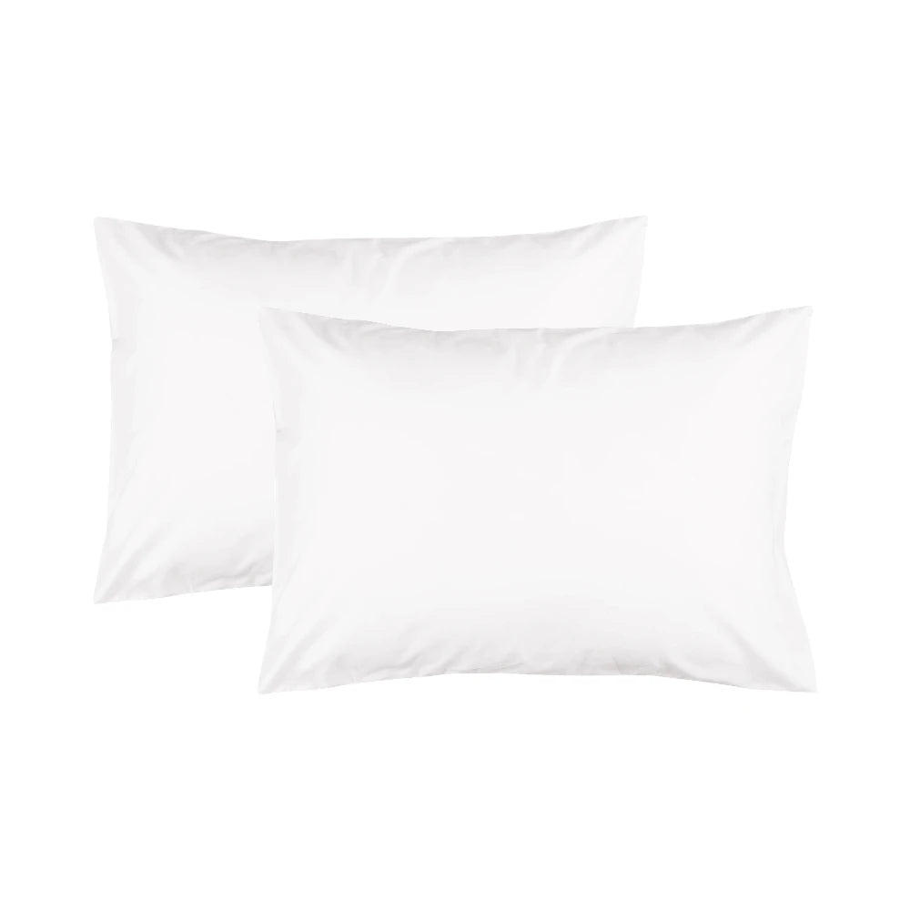Feather Stitch New York white 300 thread count pillowcases set of two with smooth cotton fabric