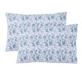 Feather Stitch New York 300 thread count pillowcases with blue floral design on white background