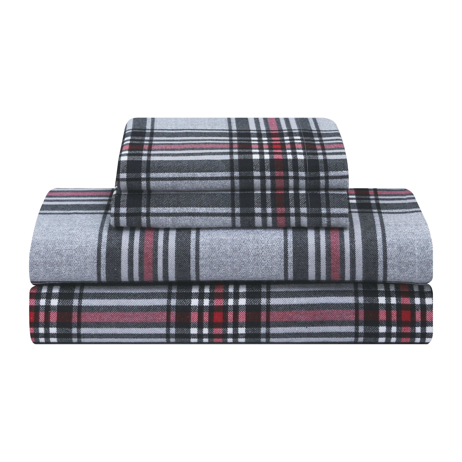Flannel Sheets Set Double Brushed Brandy Plaid