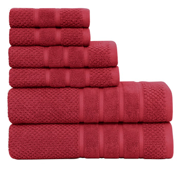 100% Cotton 6-Piece WAFFLE Bath Towel Set