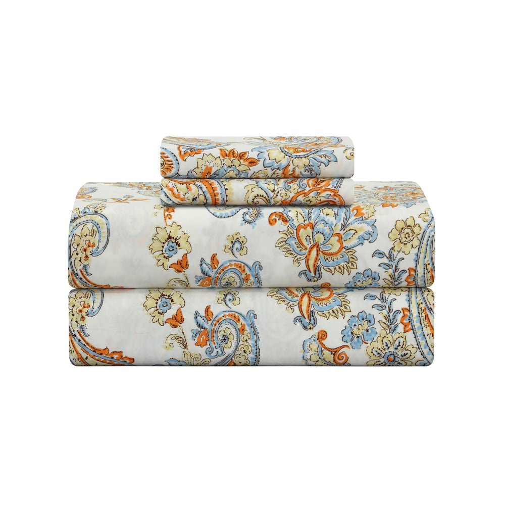 300 Thread Count Cotton Sateen Weave Printed Sheet Set