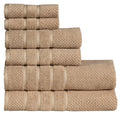 Feather Stitch New York waffle cotton bath towel set in linen tan beige with textured weave and multiple sizes