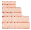 Feather Stitch New York soft pale peach waffle cotton bath towel set neatly stacked