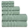 Feather Stitch New York waffle cotton bath towel set in sage granite green with textured pattern
