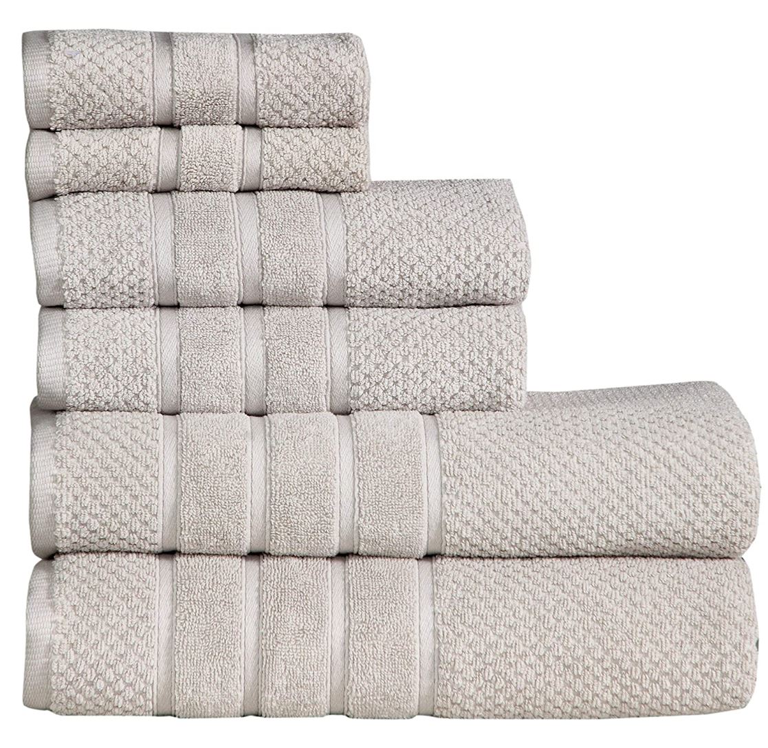 Feather Stitch New York waffle cotton bath towel set in silver with textured pattern and multiple sizes